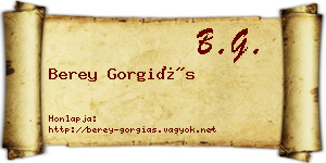 Berey Gorgiás névjegykártya